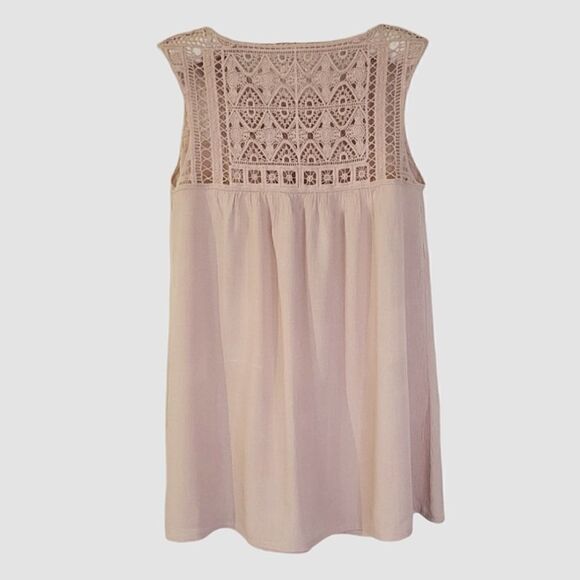 Mossimo Supply Co Blush Lace Yoke Sleeveless Pullover Blouse Size XS - Picture 2 of 6
